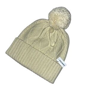Old Navy NWT Cream Knit Pom-Pom Hat | One Size | Cozy Winter Beanie